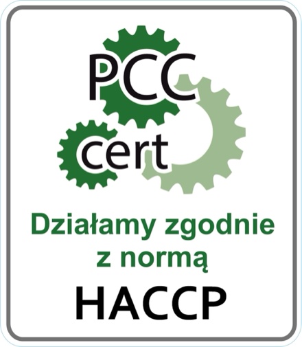 Działamy zgodnie z normą HACCP - certyfikat PCC-Cert
