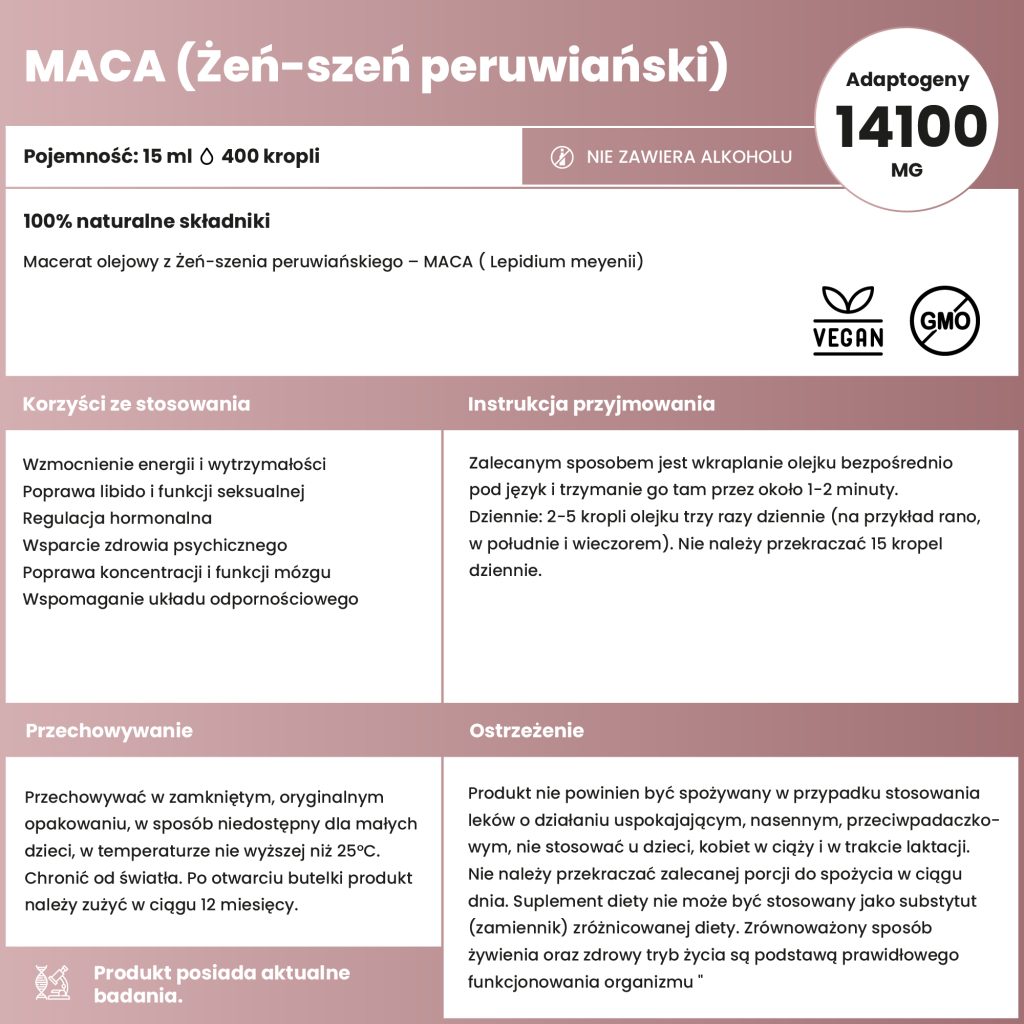MACA – Żeń-szeń peruwiański, macerat
