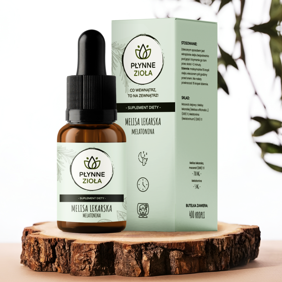 <b>MELISA LEKARSKA I MELATONINA</b> <br>Melisa lekarska, Melatonina | 14100 mg<br> <small>PREMIUM, BADANIA, CERTYFIKATY</small>