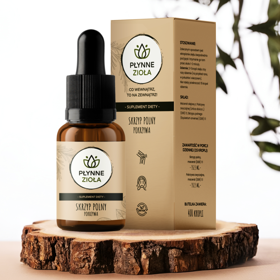 <b>SKRZYP POLNY I POKRZYWA</b> <br>Skrzyp polny, Pokrzywa | 14100 mg<br> <small>PREMIUM, BADANIA, CERTYFIKATY</small>