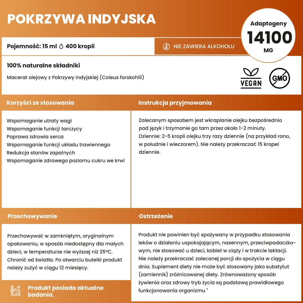 Macerat olejowy z Pokrzywy indyjskiej (Coleus forskohlii)
