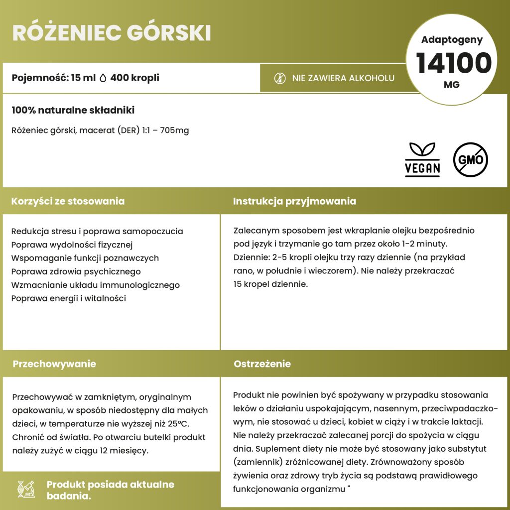 Macerat olejowy z Różeńca górskiego (Rhodiola rosea L.)