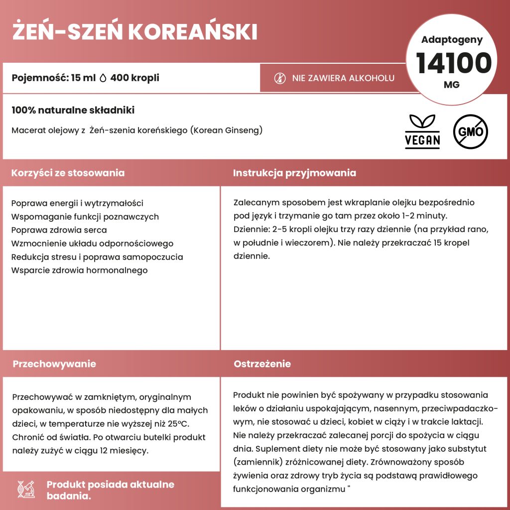 Macerat olejowy z Żeń-szenia koreńskiego (Korean Ginseng)