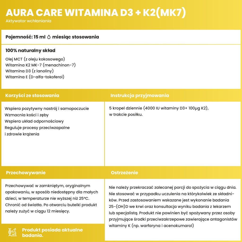 Olej MCT, Witamina K2 MK-7, Witamina D3, Witamina E