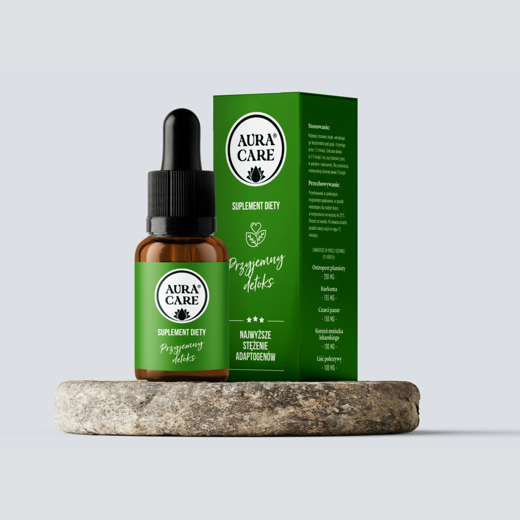 Aura Care Przyjemny Detoks adaptogeny 14100 mg – krople na oczyszczanie organizmu