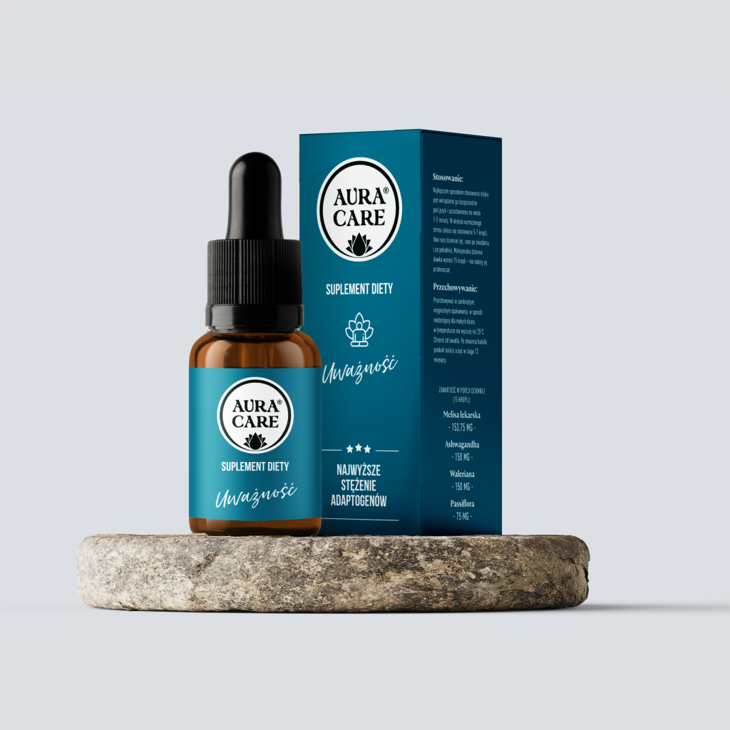 Aura Care Uważność adaptogeny 14100 mg – krople na stres, wyciszenie i spokojny sen