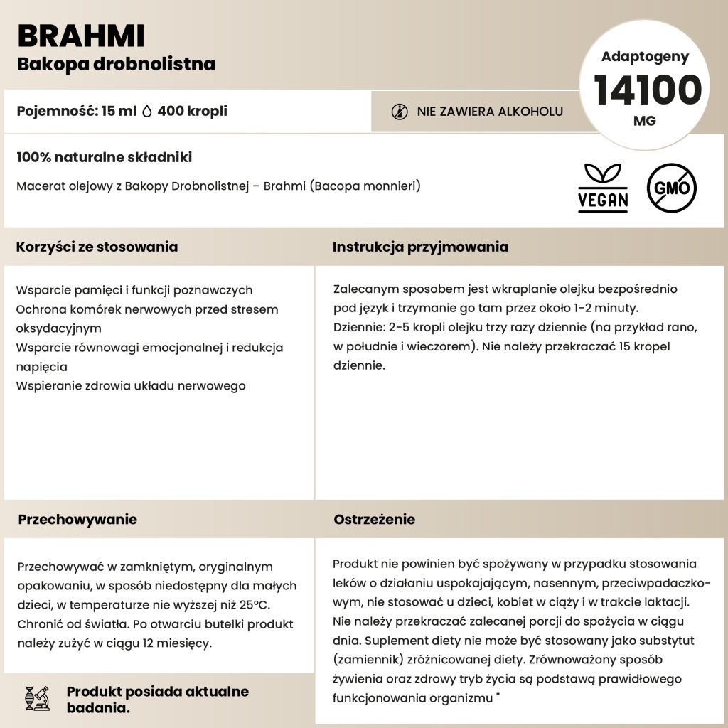 Macerat olejowy z Bakopy Drobnolistnej – Brahmi (Bacopa monnieri)
