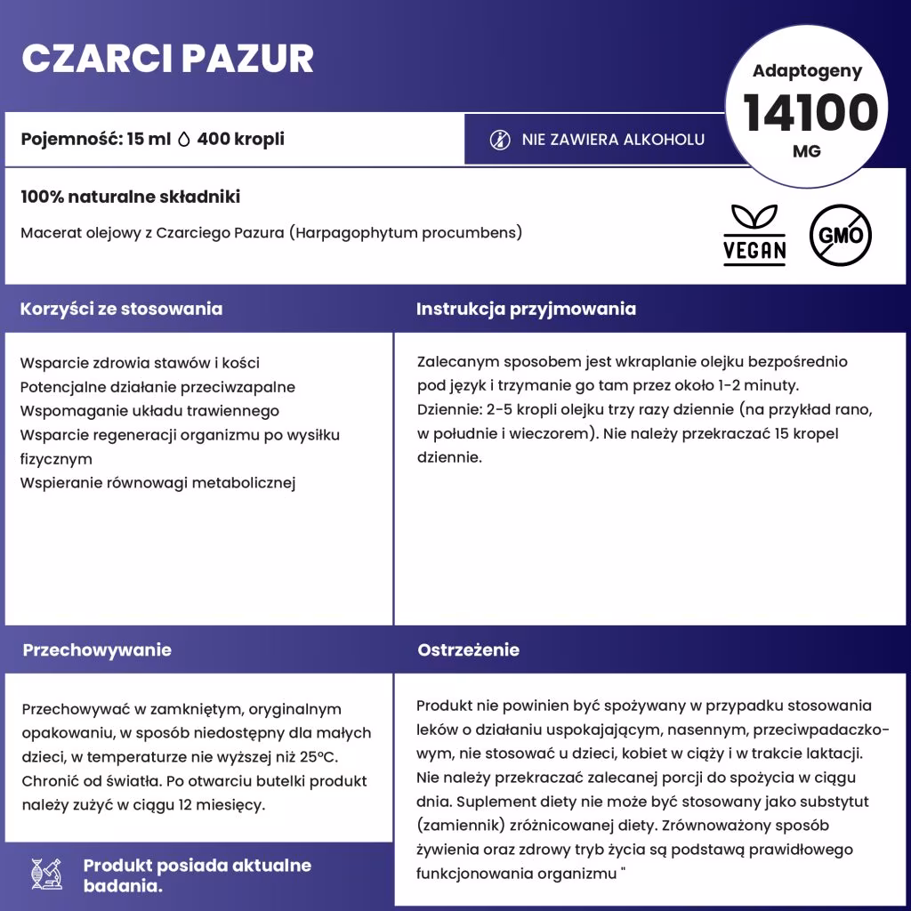 Macerat olejowy z Czarciego Pazura (Harpagophytum procumbens)