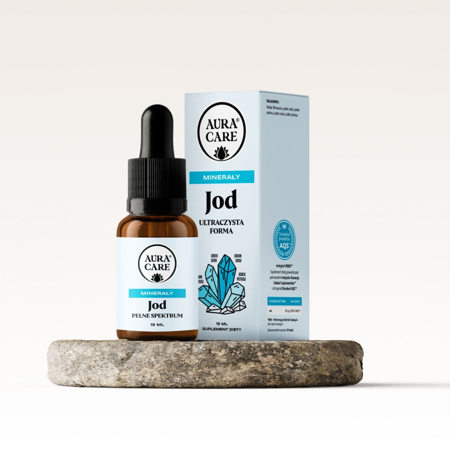 Jod w kroplach 4 formy aktywne Minerały Aura Care | 15 ml