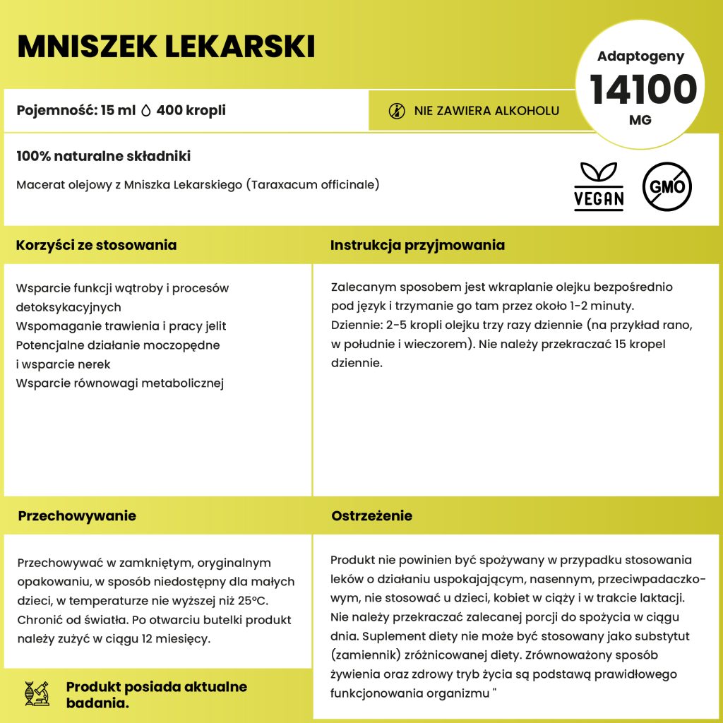 Macerat olejowy z Mniszka Lekarskiego (Taraxacum officinale)