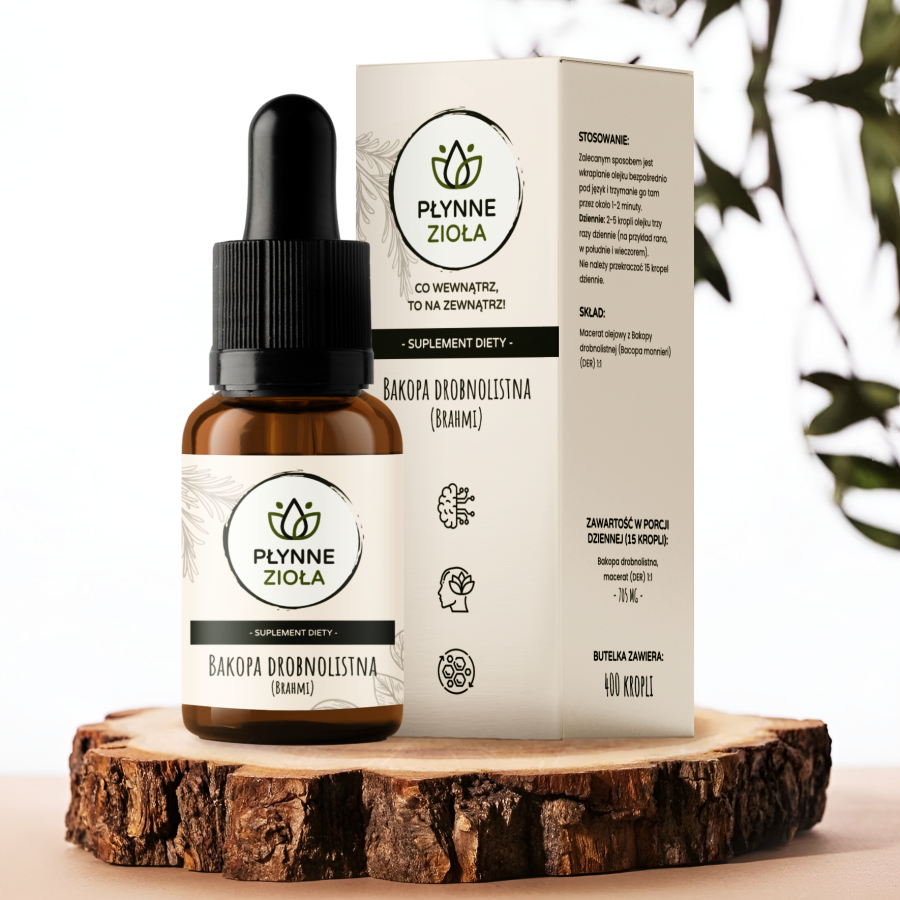 <b>BRAHMI</b><br> Bakopa drobnolistna | 14100 mg<br><small> PREMIUM, BADANIA, CERTYFIKATY</small>