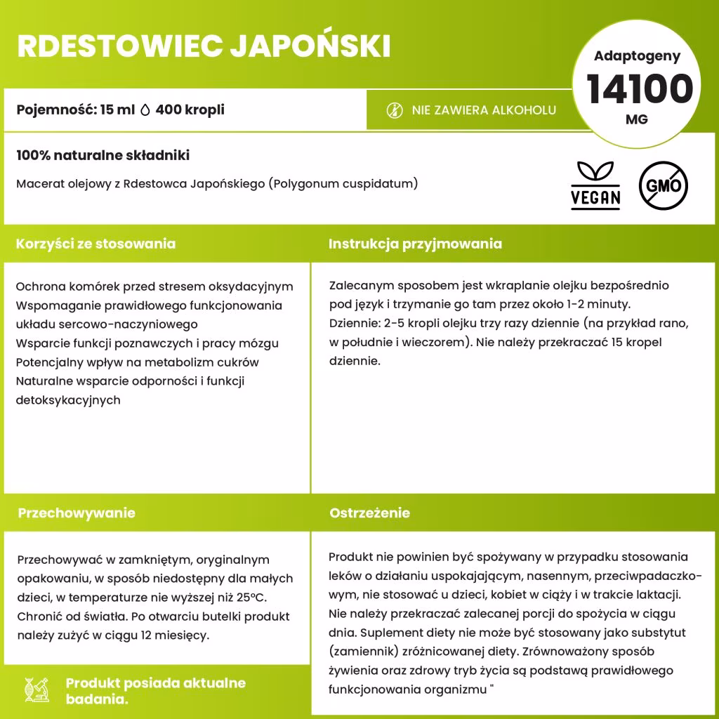 Macerat olejowy z Rdestowca Japońskiego (Polygonum cuspidatum)
