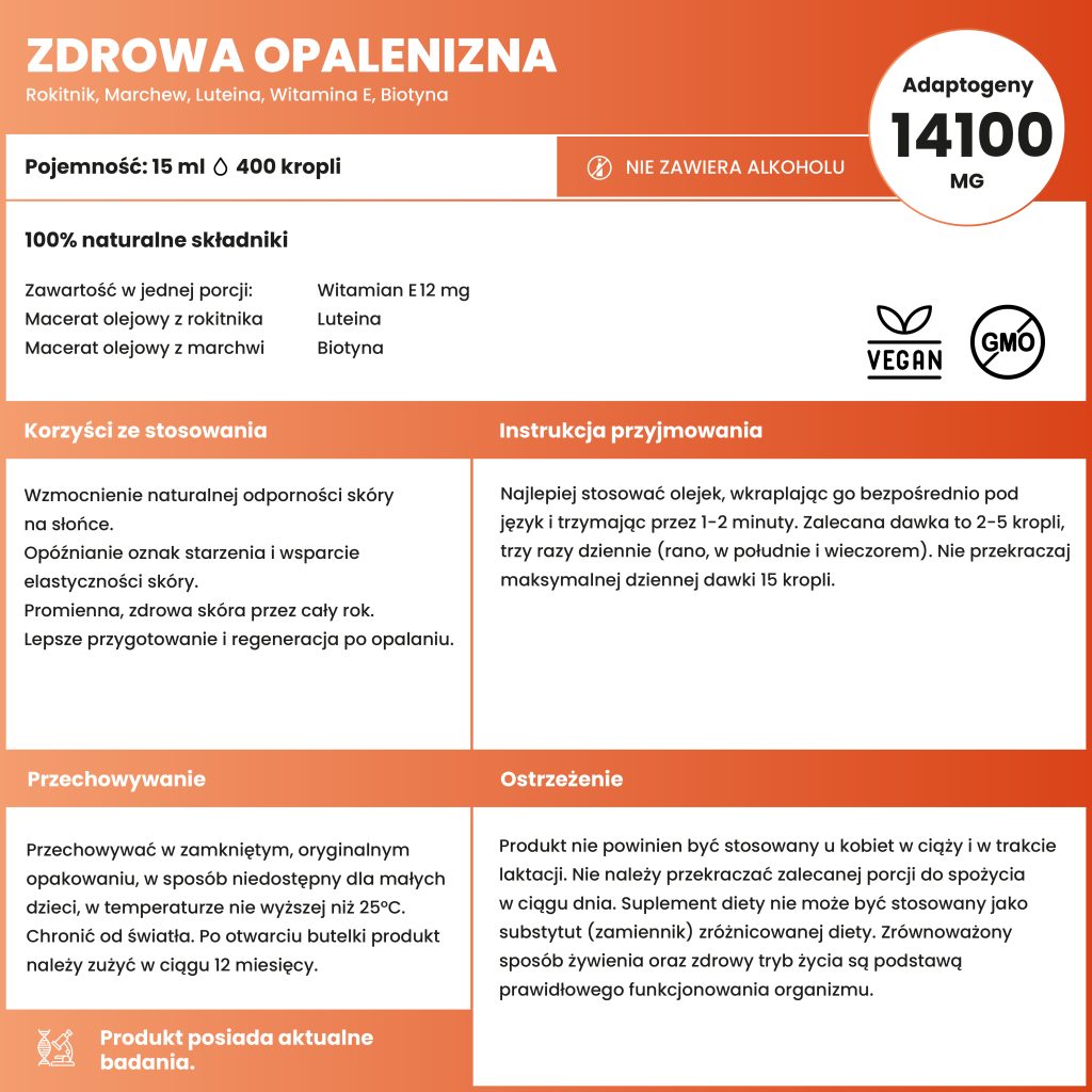 Macerat olejowy z rokitnika, Macerat olejowy z marchwi, Witamina E, Luteina, Biotyna (Witamina B7)