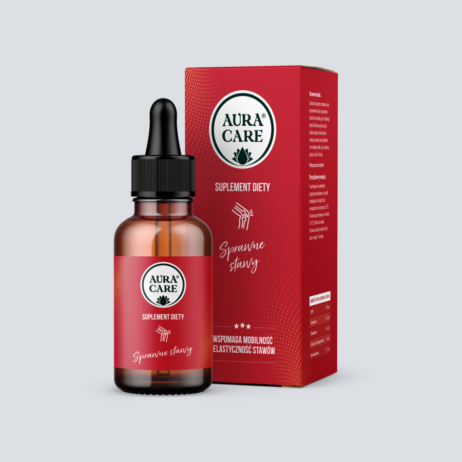 <b>Sprawne stawy</b><br> MSM, Glukozamina, Chondroityna, Ekstrakt z czarciego pazura, Kwas hialuronowy <br><small> Adaptogeny Aura Care | 50 ml</small>