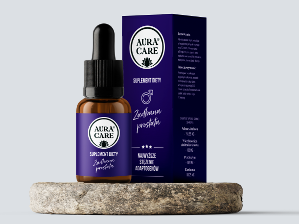 <b>Zadbana prostata</b><br> Palma sabałowa, Wierzbownica drobnokwiatowa, Pestki dyni, Kurkuma <br><small> Adaptogeny Aura Care | 15 ml</small>