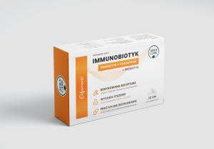 <b>Odporność</b><br> Immunobiotyk + prebiotyk, żywe probiotyki<br><small> Probiotyki Aura Care | 35 miliardów CFU</small>