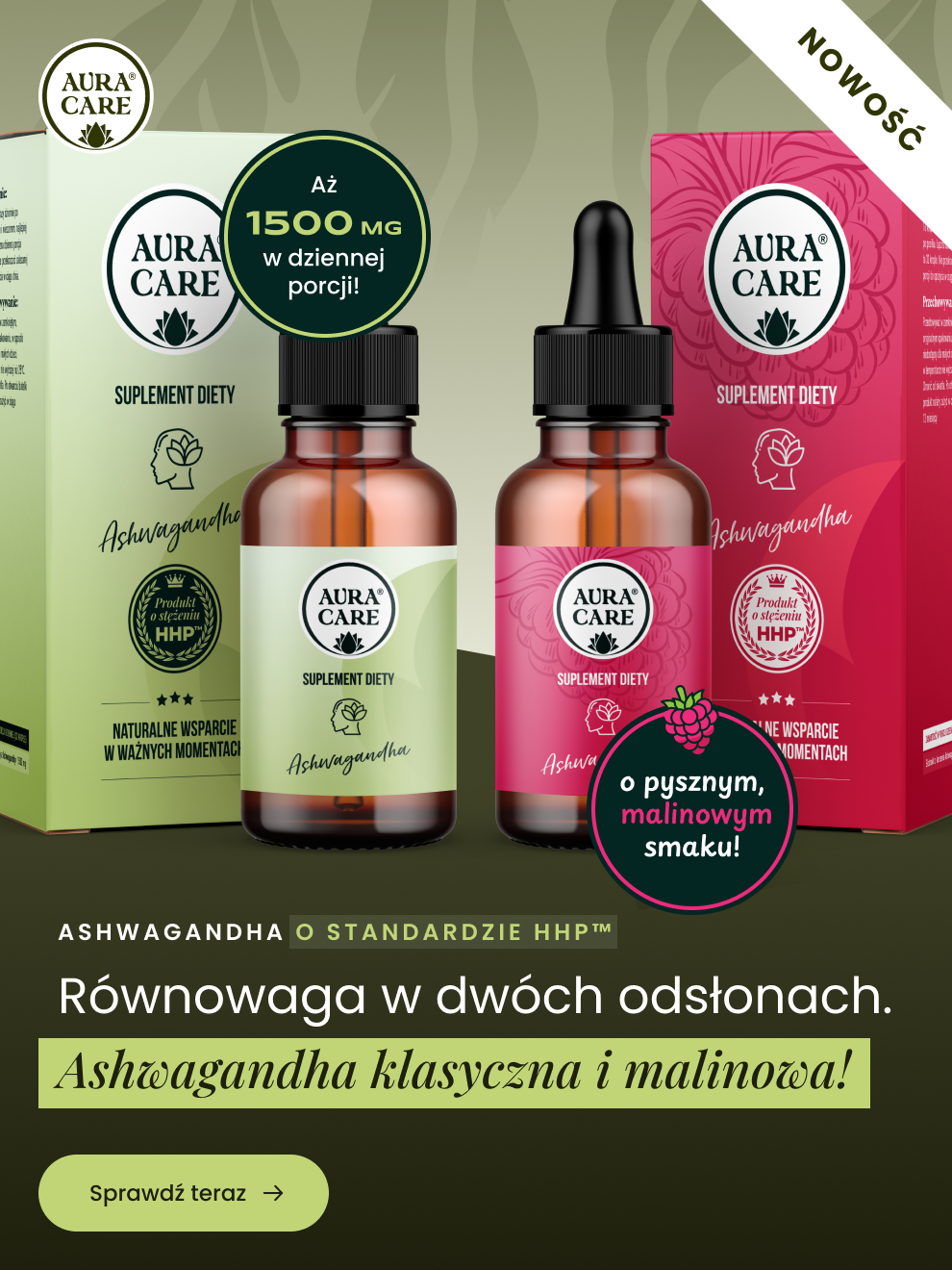 Aura Care - Nowości. Ashwagandha klasyczna i malinowa