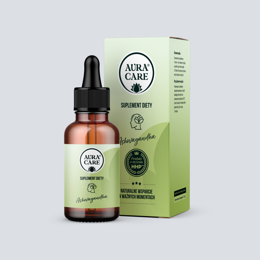 Ashwagandha – Macerat Olejowy Czysty ekstrakt 1:1, Wysoka dawka dzienna, Standard HHP™ Adaptogeny Aura Care | 50ml