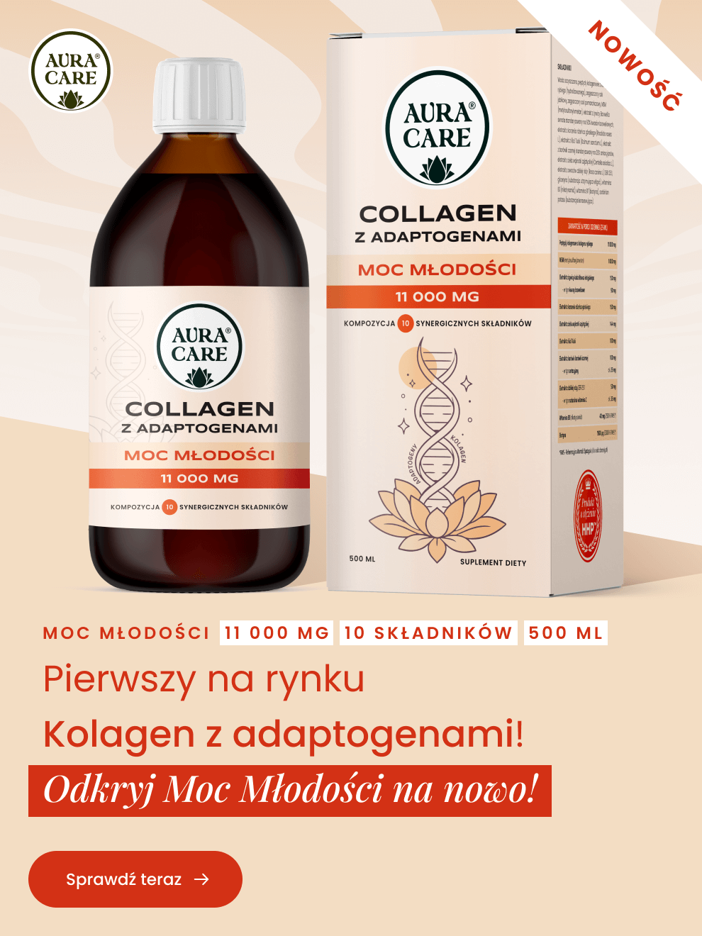 Kolagen Moc Młodości - HHP™ & AQS™ 11 000 mg Kolagenu, Kompozycja 10 synergicznych składników