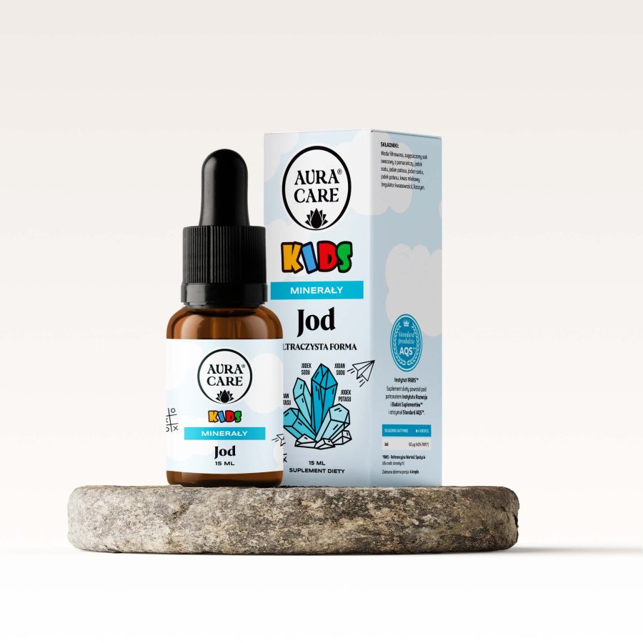 Jod w kroplach dla dzieci 4 formy jodu o naturalnym smaku pomarańczowym Minerały od Aura Care | 15 ml